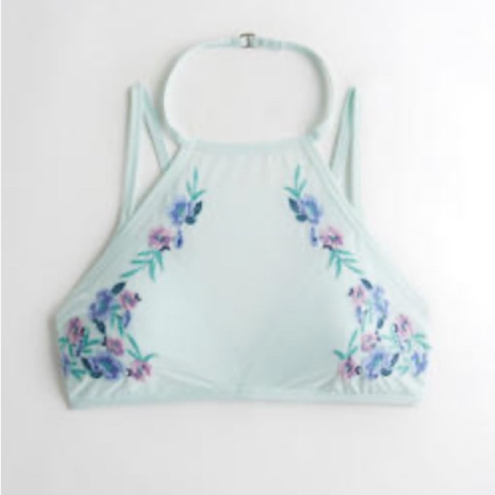 Embroidered High-Neck Bralette With Removable Pads